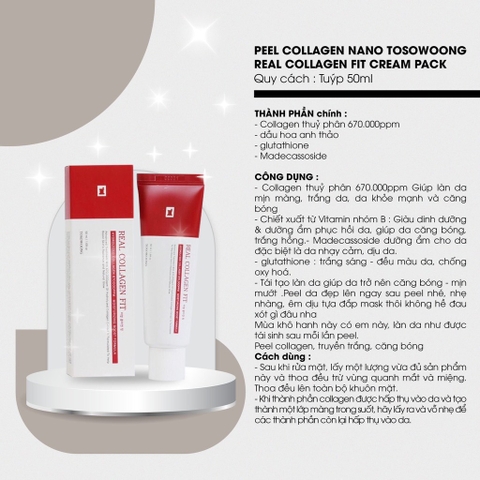 Nạ Peel Collagen Nano 670.000ppm căng bóng Tosowoong 50ml (120ea)
