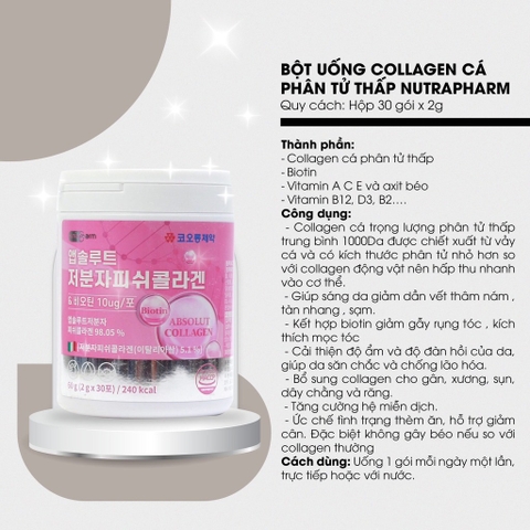 Bột Collagen Cá Phân Tử Thấp 30 Gói x 2g (60ea)
