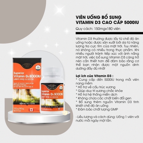 Viên uống vitamin D3 5000iu (35ea)