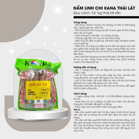 B01-Nấm linh chi cao cấp kana thái lát sẵn 1kg (15ea)