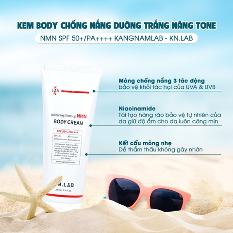 Kem body chống nắng dưỡng trắng nâng tone NMN Spf 50+ PA++++ Kangnamlab - Kn.Lab (40ea)
