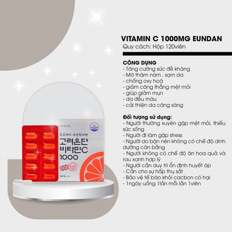 Viên uống VITAMIN C EUNDAN 1000 Hàn Quốc