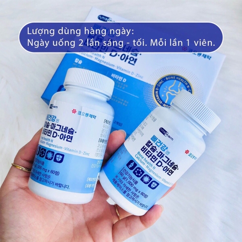 Viên uống bổ sung Canxi ,vitamin D và kẽm 120 viên (30ea)