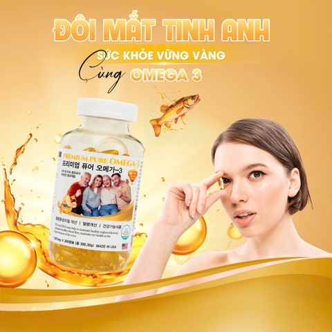 Viên Uống Dầu Cá Omega-3 Gia Đình Premium Pure 300 viên bổ sung EPA và DHA giúp khoẻ tim, sáng mắt, minh mẫn mỗi ngày