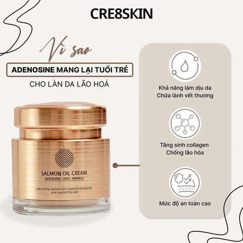 Kem Dưỡng Trắng Da, Chống Lão Hóa Dầu Cá Hồi Cre8skin Salmon Oil Cream 80g – Dưỡng Ẩm, Làm Mịn, Ngừa Thâm Nám