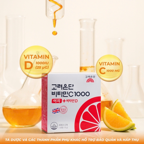 Viên uống bổ sung Vitamin C + Vitamin D 1000mg Eundan Hàn Quốc 120 viên