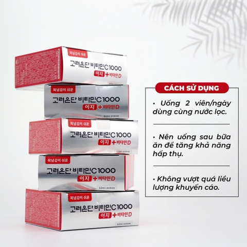Viên uống bổ sung Vitamin C + Vitamin D 1000mg Eundan Hàn Quốc 120 viên
