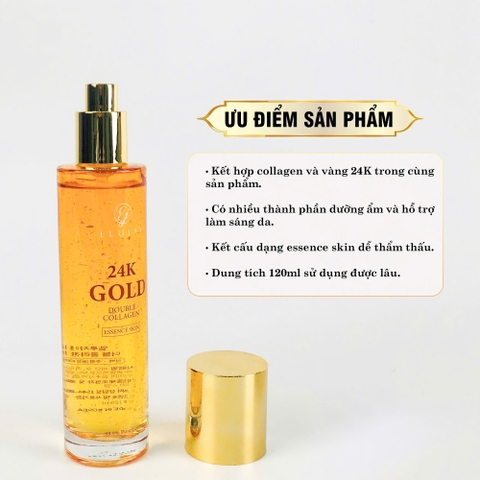 Tinh chất dưỡng sáng & chống lão hóa ELUJAI 24K Gold Double Collagen Essence Skin 120ml