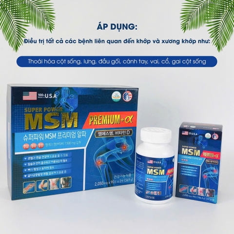 Viên uống hỗ trợ xương khớp Super Power MSM Premium Alpha + Vitamin D 