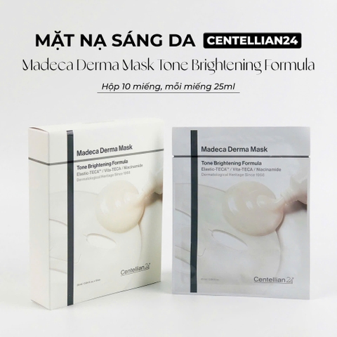 Mặt nạ dưỡng sáng da Centellian24 Madeca Derma Mask Tone Brightening Formula hộp 10 miếng