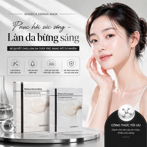 Mặt nạ dưỡng sáng da Centellian24 Madeca Derma Mask Tone Brightening Formula hộp 10 miếng