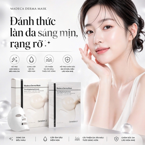 Mặt nạ dưỡng sáng da Centellian24 Madeca Derma Mask Tone Brightening Formula hộp 10 miếng