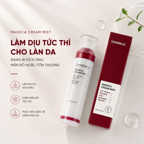 Nước hoa hồng dạng xịt dưỡng ẩm sâu Centellian 24 Madeca Cream Mist 120ml