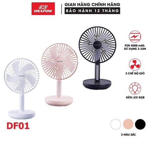 Quạt để bàn có đèn LED Drapow DF01 mini dành cho gia đình