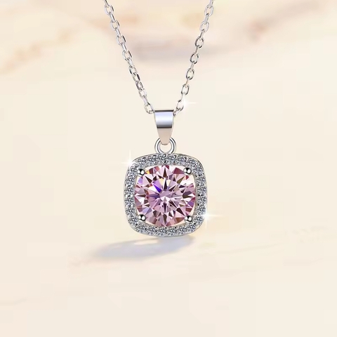 Dây Chuyền ESME ESHK064B Kim Cương Đá Moissanite Bạc 925 Xi Kim 5 lớp
