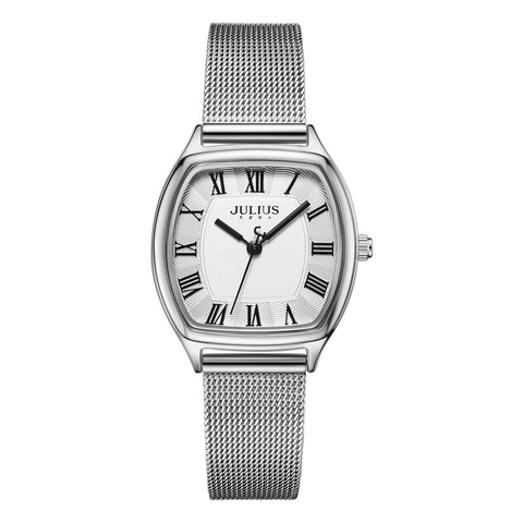 Đồng Hồ Nữ  JA-1242A Julius Hàn Quốc Dây Thép (Bạc)