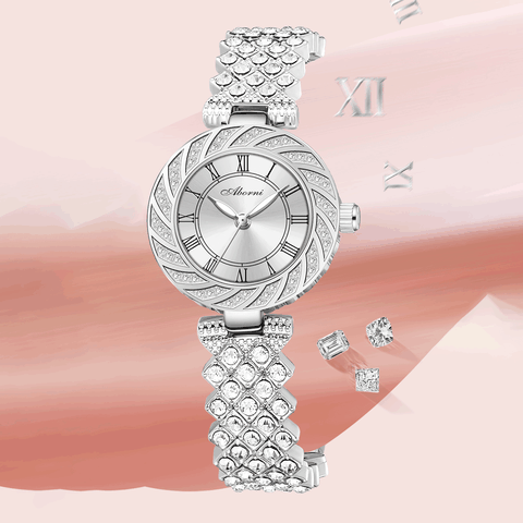 Đồng Hồ Nữ ABORNI YBN-3015 Dây Thép ( Trắng Bạc )