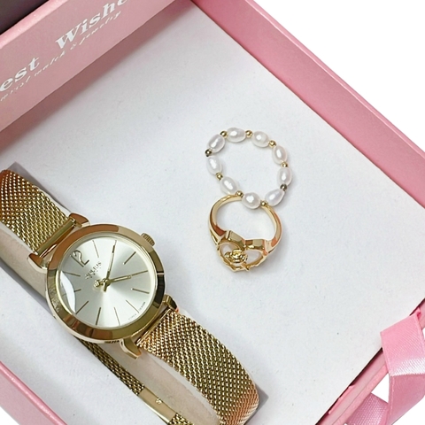 Combo Đồng Hồ Nữ Juliu JA-732D + Nữ trang ESME ES148DS