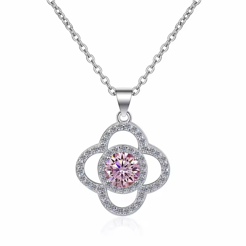 Dây Chuyền ESME ESHK061B Kim Cương Đá Moissanite Bạc 925 Xi Kim 5 lớp