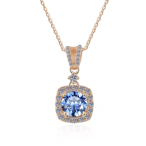 Dây Chuyền ESME ESHK057B Kim Cương Đá Moissanite Bạc 925 Xi Kim 5 lớp
