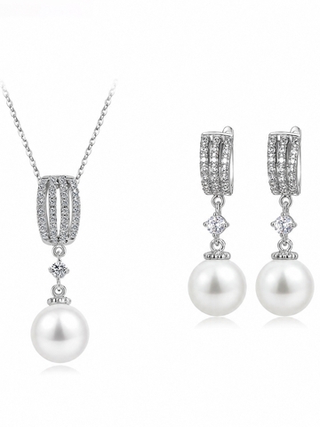 Combo nữ trang dây chuyền bông tai ES535 E15032105-Rh