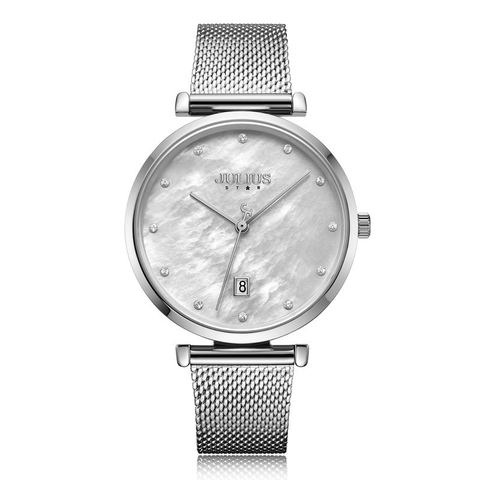 Đồng Hồ Nữ JS-003A Julius Star Hàn Quốc Mặt Xà Cừ (Bạc)