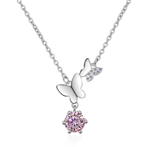 Dây Chuyền ESME ESHK079B Kim Cương Đá Moissanite Bạc 925 Xi Kim 5 lớp