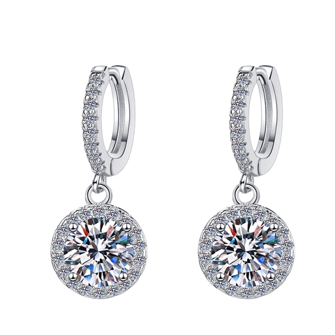 Bông Tai ESME ES293ES Kim Cương Đá Moissanite Bạc 925 Xi Kim 5 lớp