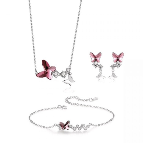 Trang Sức ESME ES037 Cao Cấp Bạc 925 kết hợp đá Swarovski ( Hồng)