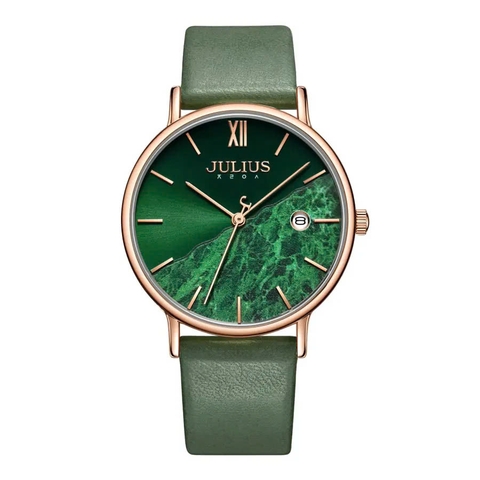 Đồng Hồ Nữ JA-1312DJulius Hàn Quốc Dây Da ( Xanh)