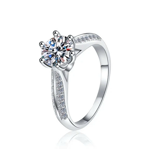Nhẫn ESME ES178AKC Kim Cương Đá Moissanite Bạc 925 Xi Kim 5 lớp