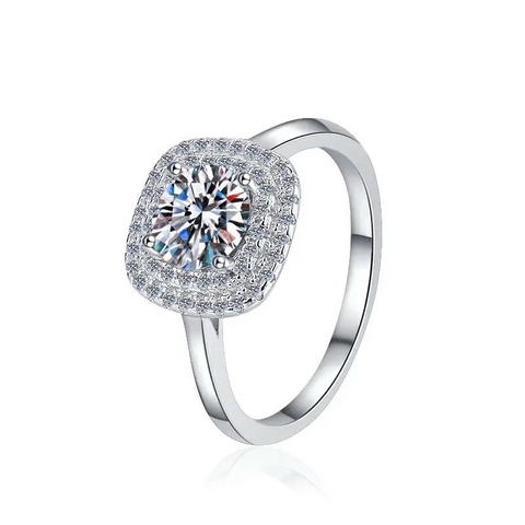 Nhẫn ESME ESJZ108 Kim Cương Đá Moissanite Bạc 925 Xi Kim 5 lớp