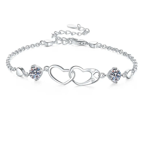 Vòng Tay ESME ESSL018A Kim Cương Đá Moissanite Bạc 925 Xi Kim 5 lớp