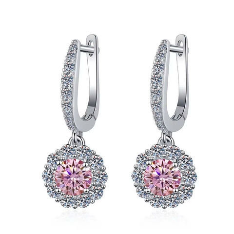 Bông Tai ESME ESES035C Kim Cương Đá Moissanite Bạc 925 Xi Kim 5 lớp