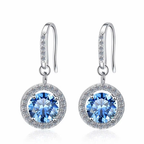 Bông Tai ESME ESES037C Kim Cương Đá Moissanite Bạc 925 Xi Kim 5 lớp