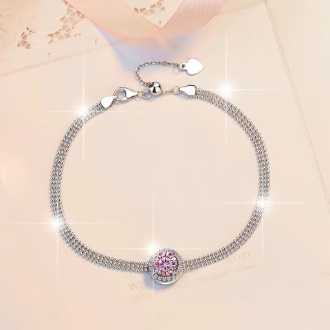 Vòng Tay ESME ESSL017C Kim Cương Đá Moissanite Bạc 925 Xi Kim 5 lớp