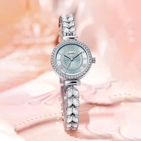 Đồng Hồ Nữ GAIDU KD-2308 Dây Thép (Xanh Bạc)