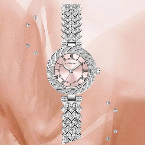 Đồng Hồ Nữ ABORNI YBN-3015 Dây Thép ( Hồng Bạc )