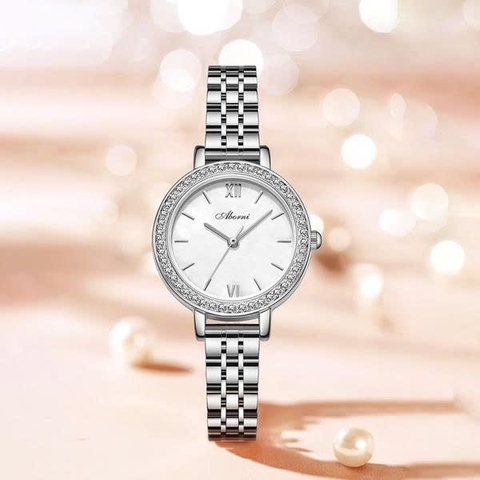 Đồng Hồ Nữ ABORNI YBN-8825 Dây Thép ( Trắng Bạc )