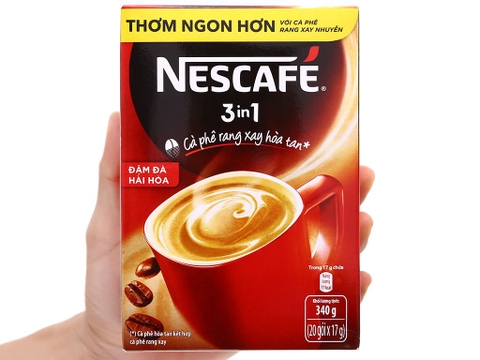 Cà phê sữa hòa tan Nescafé 3in1 đậm vị cà phê hộp 340g