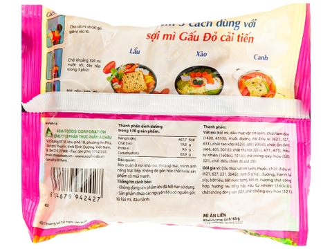 Mì Gấu Đỏ thịt bằm gói 63g