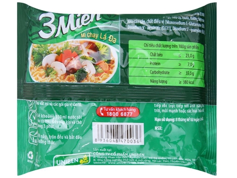 Mì 3 Miền chay lá đa gói 65g