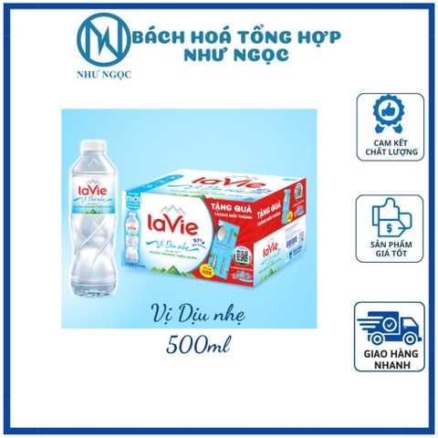 [Tặng Muỗng Đũa Inox] Nước Khoáng Thiên Nhiên Lavie Chai 500ml