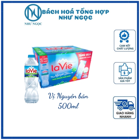 [Tặng Muỗng Đũa Inox] Nước Khoáng Thiên Nhiên Lavie Chai 500ml