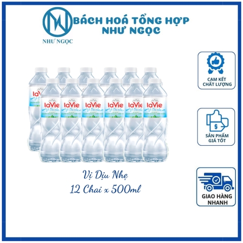 [Tặng Muỗng Đũa Inox] Nước Khoáng Thiên Nhiên Lavie Chai 500ml