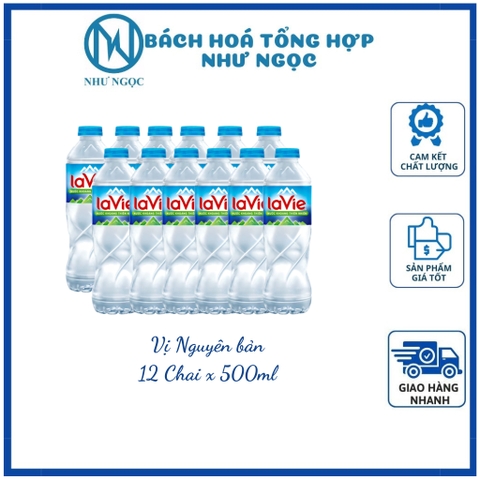 [Tặng Muỗng Đũa Inox] Nước Khoáng Thiên Nhiên Lavie Chai 500ml