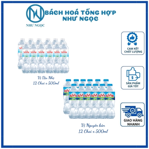 [Tặng Muỗng Đũa Inox] Nước Khoáng Thiên Nhiên Lavie Chai 500ml