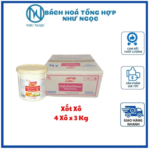THÙNG XỐT 3KG - Xốt Aji Mayo Xô Lớn Tiết Kiệm - Bách Hóa Tồng Hợp Như Ngọc