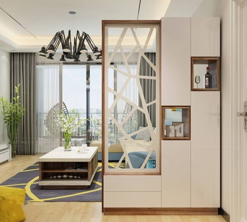 VÁCH TRANG TRÍ GỖ CÔNG NGHIỆP MDF TÍCH HỢP TỦ HIỆN ĐẠI - VCNC 17