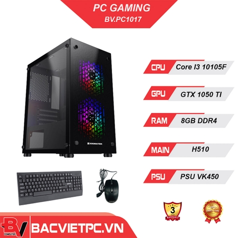 PC GAMING - ĐỒ HỌA INTEL CORE I3-10105F | RAM 8GB | GTX 1050-TI | SSD 120GB